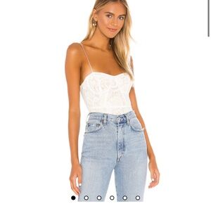 Revolve | Stasia Lace Bodysuit in White & Nude | BRAND NEW
